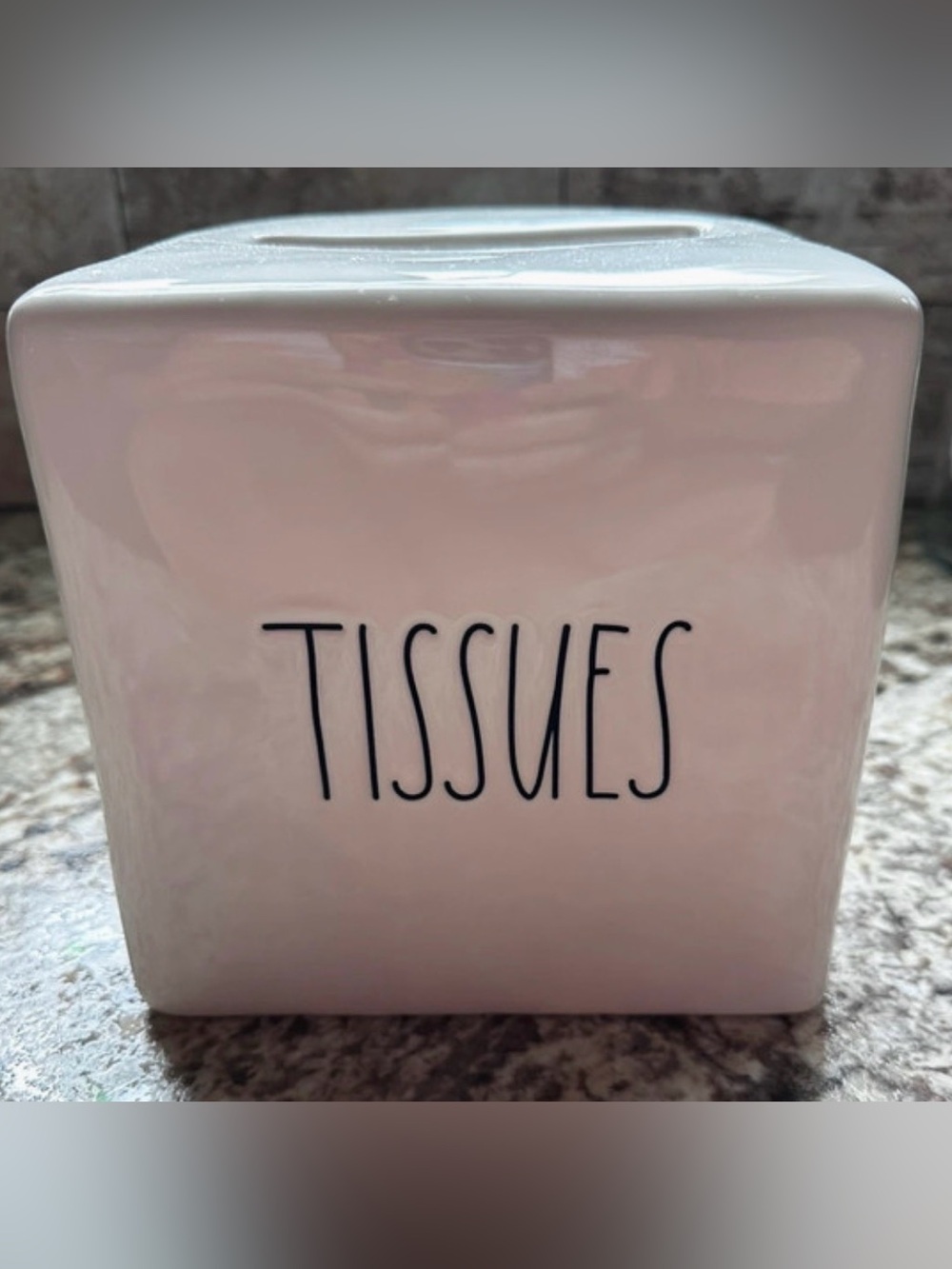 New Rae Dunn white ceramic ‘TISSUES’ box holder